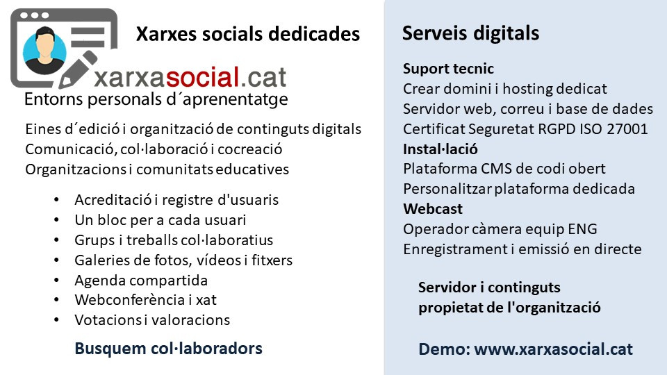 Explicació esquema - Serveis digitals - Busquem col·laboradorshttps://www.xarxasocial.cat/