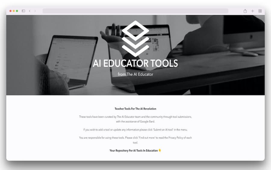 Eines IA per a l'Educació: AI Educator Tools  https://aieducator.tools/