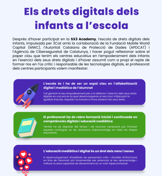 Manifest del professorat sobre els drets digitals dels infants a l'escola