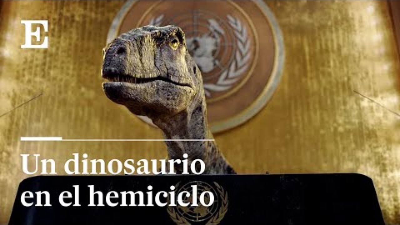 Un dinosaurio en el hemiciclo: la original campaña dela ONU contra el cambio climático